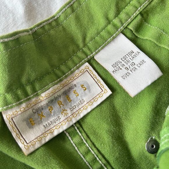 Vintage Compagnie Internationale Express High-Waist Green Cotton Shorts US 7/8 - Picture 2 of 4